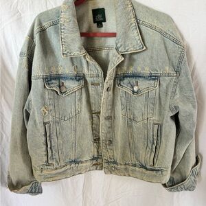 EUC Wild Fable Crop Distressed Denim Jacket Size XL